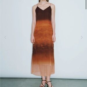 Elegant Gradient Midi V-Neck A-line Cami Dress